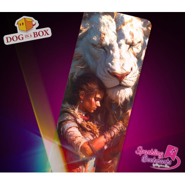 Woman and Lion bookmark n.1 - metallic-holo effect bookmark, D&D fantasy style