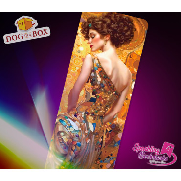 Segnalibro Donna in oro n.2 - segnalibro effetto olografico metallico, segnalibro dorato in stile Klimt