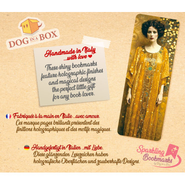 Segnalibro Donna in oro n.5 - segnalibro effetto olografico metallico, segnalibro dorato in stile Klimt
