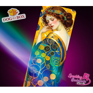 Woman in gold bookmark n.6 - metallic-holo effect bookmark, Klimt style golden bookmark