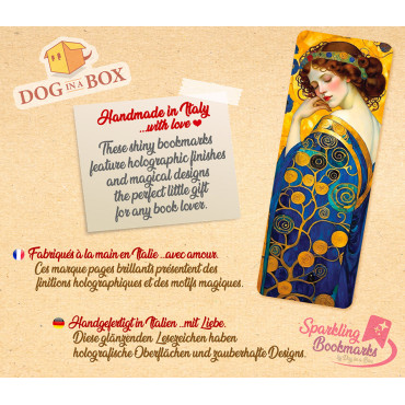 Woman in gold bookmark n.6 - metallic-holo effect bookmark, Klimt style golden bookmark