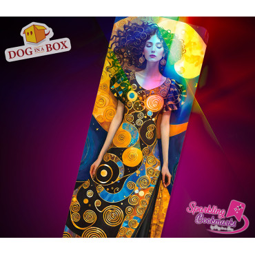 Woman in gold bookmark n.7 - metallic-holo effect bookmark, Klimt style golden bookmark