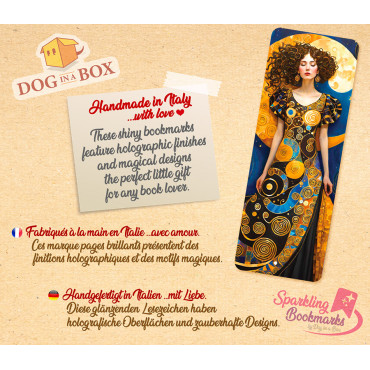 Segnalibro Donna in oro n.7 - segnalibro effetto olografico metallico, segnalibro dorato in stile Klimt