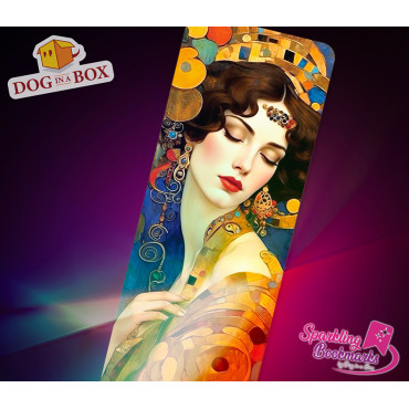 Woman in gold bookmark n.8 - metallic-holo effect bookmark, Klimt style golden bookmark