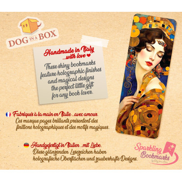 Segnalibro Donna in oro n.8 - segnalibro effetto olografico metallico, segnalibro dorato in stile Klimt