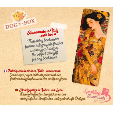 Segnalibro Donna in oro n.9 - segnalibro effetto olografico metallico, segnalibro dorato in stile Klimt
