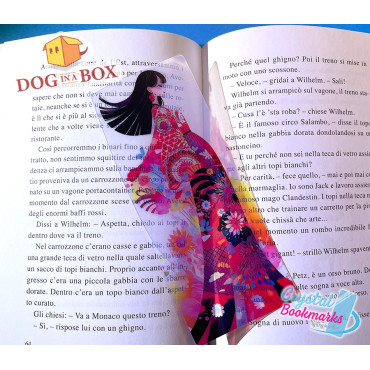 Anime Geisha Bookmark n.1 - Handmade Transparent Bookmark | Crystal, Stained Glass Effect | Japanese bookmark