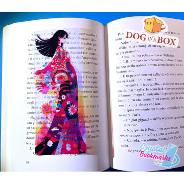 Anime Geisha Lesezeichen Nr. 1 – Handgemachtes transparentes Lesezeichen | Kristall, Buntglas Effekt | Japanisches Lesezeichen