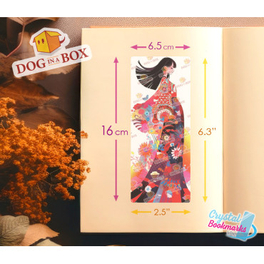 Anime Geisha Bookmark n.1 - Handmade Transparent Bookmark | Crystal, Stained Glass Effect | Japanese bookmark