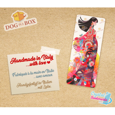 Marque-page Anime Geisha n.1 - Marque-page transparent fait main | Effet vitrail, cristal | Marque-page japonais