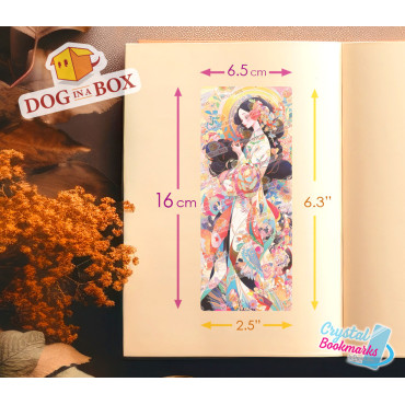 Marque-page Anime Geisha n.2 - Marque-page transparent fait main | Effet vitrail, cristal | Marque-page japonais