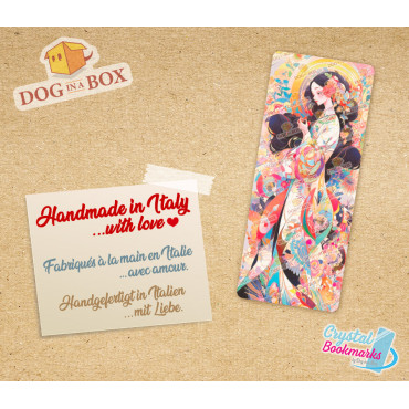 Anime Geisha Lesezeichen Nr. 2 – Handgemachtes transparentes Lesezeichen | Kristall, Buntglas Effekt | Japanisches Lesezeichen