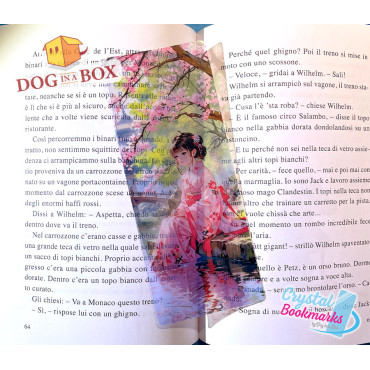 Segnalibro Geisha Anime n.3 - Segnalibro trasparente fatto a mano | Effetto vetro, cristallo | Segnalibro giapponese