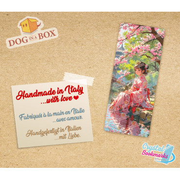 Anime Geisha Bookmark n.3 - Handmade Transparent Bookmark | Crystal, Stained Glass Effect | Japanese bookmark