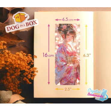 Marque-page Anime Geisha n.4 - Marque-page transparent fait main | Effet vitrail, cristal | Marque-page japonais