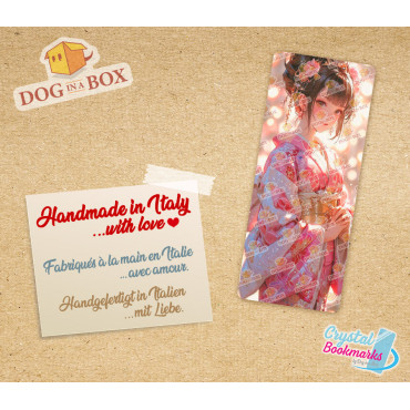 Marque-page Anime Geisha n.4 - Marque-page transparent fait main | Effet vitrail, cristal | Marque-page japonais