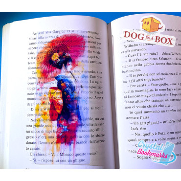 Marque-page Anime Geisha n.5 - Marque-page transparent fait main | Effet vitrail, cristal | Marque-page japonais