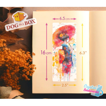 Marque-page Anime Geisha n.5 - Marque-page transparent fait main | Effet vitrail, cristal | Marque-page japonais