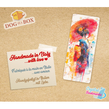 Anime Geisha Bookmark n.5 - Handmade Transparent Bookmark | Crystal, Stained Glass Effect | Japanese bookmark