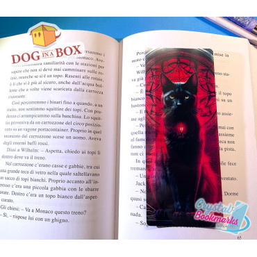 Black cat Bookmark n.1 - Handmade Transparent Bookmark | Crystal, Stained Glass Effect | esoteric bookmark