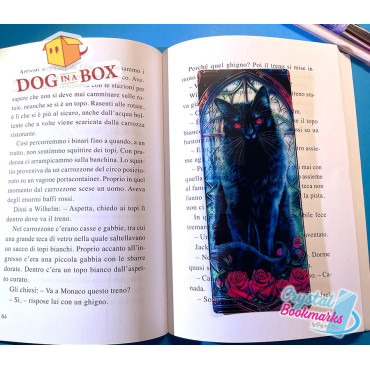 Black cat Bookmark n.2 - Handmade Transparent Bookmark | Crystal, Stained Glass Effect | esoteric bookmark