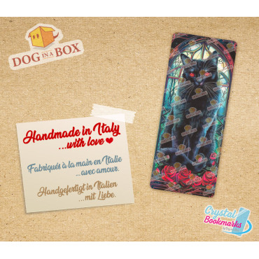 Black cat Bookmark n.2 - Handmade Transparent Bookmark | Crystal, Stained Glass Effect | esoteric bookmark