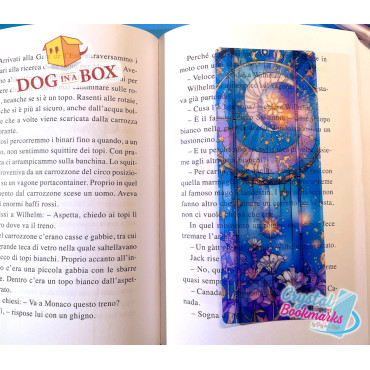 Marque-page Jour et nuit n.1 - Marque-page transparent fait main | Effet vitrail, cristal | Soleil et lune