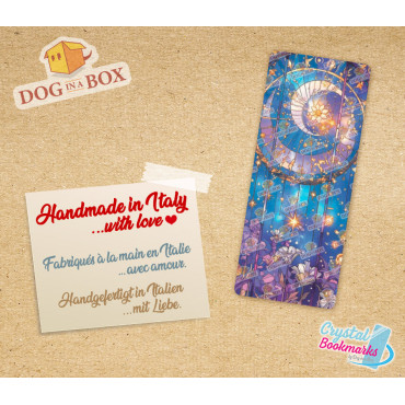 Tag und Nacht Lesezeichen Nr. 1 – Handgemachtes transparentes Lesezeichen | Kristall, Buntglas Effekt | Sonne und Mond