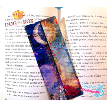 Day and Night Bookmark n.2 - Handmade Transparent Bookmark | Crystal, Stained Glass Effect | sun and moon