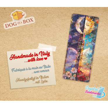 Day and Night Bookmark n.2 - Handmade Transparent Bookmark | Crystal, Stained Glass Effect | sun and moon