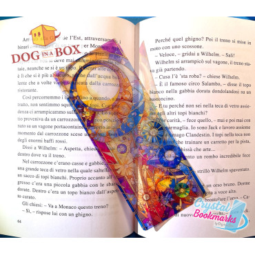 Day and Night Bookmark n.3 - Handmade Transparent Bookmark | Crystal, Stained Glass Effect | sun and moon