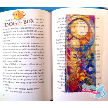 Day and Night Bookmark n.3 - Handmade Transparent Bookmark | Crystal, Stained Glass Effect | sun and moon