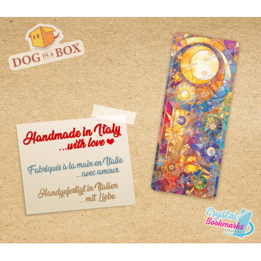 Day and Night Bookmark n.3 - Handmade Transparent Bookmark | Crystal, Stained Glass Effect | sun and moon