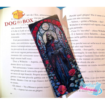The Death Bookmark n.2 - Handmade Transparent Bookmark | Crystal, Stained Glass Effect | Grim reaper