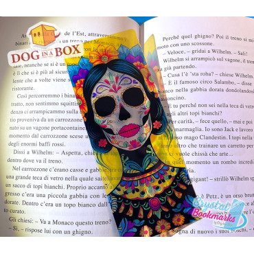 Dia de Los Muertos Lesezeichen Nr. 1 – Handgemachtes transparentes Lesezeichen | Kristall, Buntglas Effekt | Calavera