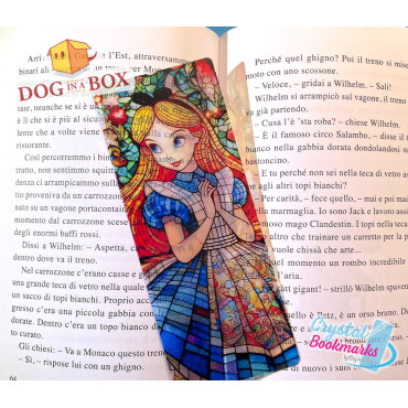 Alice Bookmark n.2 - Handmade Transparent Bookmark | Crystal, Stained Glass Effect | Disney bookmark