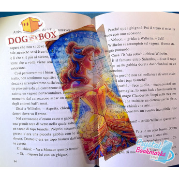 Marque-page Belle n.1 - Marque-page transparent fait main | Effet vitrail, cristal | Disney La belle et la bête
