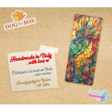 Dragon Bookmark n.4 - Handmade Transparent Bookmark | Crystal, Stained Glass Effect | fantasy bookmark