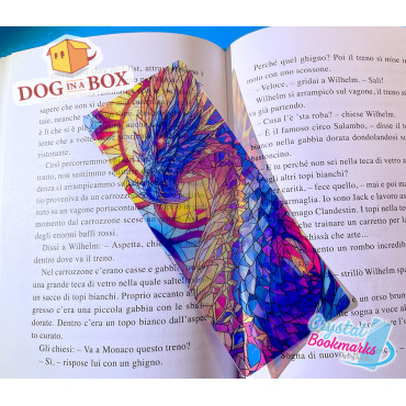 Drachen Lesezeichen Nr. 5 – Handgemachtes transparentes Lesezeichen | Kristall, Buntglas Effekt | fantasy Lesezeichen