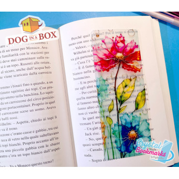 Flowers Bookmark n.2 - Handmade Transparent Bookmark | Crystal, Stained Glass Effect | classy bookmark