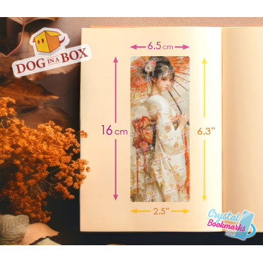 Geisha Lesezeichen Nr. 1 – Handgemachtes transparentes Lesezeichen | Kristall, Buntglas Effekt | japanisch Lesezeichen