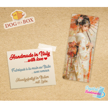 Geisha Bookmark n.1 - Handmade Transparent Bookmark | Crystal, Stained Glass Effect | Japanese bookmark