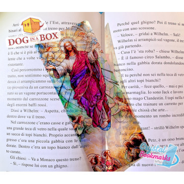 Jesus Lesezeichen Nr. 1 – Handgemachtes transparentes Lesezeichen | Kristall, Buntglas Effekt | Christliche Lesezeichen