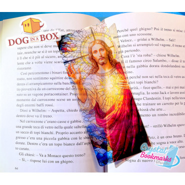 Jesus Bookmark n.2 - Handmade Transparent Bookmark | Crystal, Stained Glass Effect | christian bookmark
