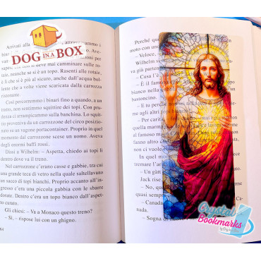 Jesus Bookmark n.2 - Handmade Transparent Bookmark | Crystal, Stained Glass Effect | christian bookmark
