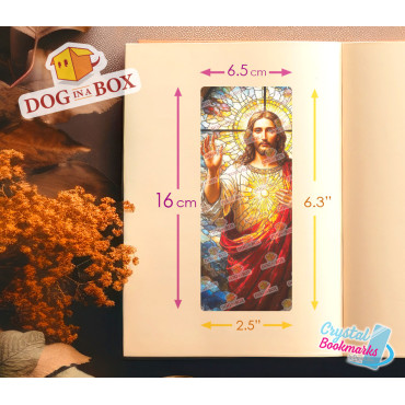 Jesus Bookmark n.2 - Handmade Transparent Bookmark | Crystal, Stained Glass Effect | christian bookmark