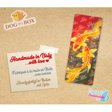 Koi Karpfen Lesezeichen Nr. 2 – Handgemachtes transparentes Lesezeichen | Kristall, Buntglas Effekt | Fisch Lesezeichen