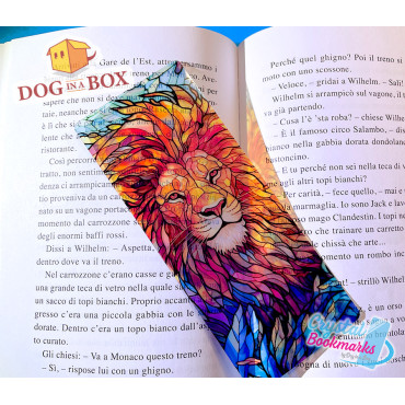 Lion Bookmark n.1 - Handmade Transparent Bookmark | Crystal, Stained Glass Effect | animal bookmark