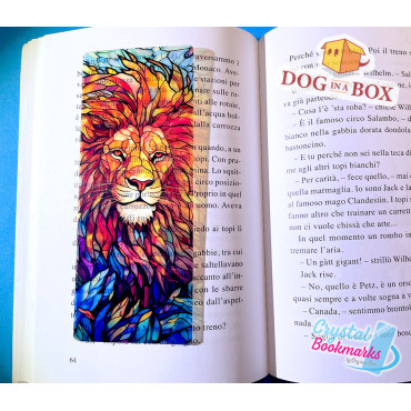 Lion Bookmark n.1 - Handmade Transparent Bookmark | Crystal, Stained Glass Effect | animal bookmark