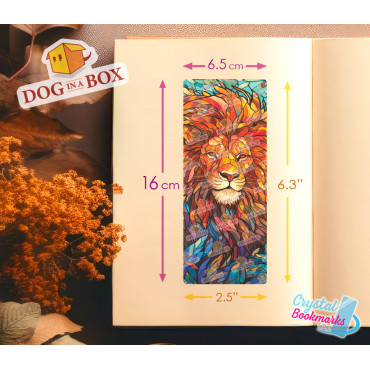 Lion Bookmark n.1 - Handmade Transparent Bookmark | Crystal, Stained Glass Effect | animal bookmark
